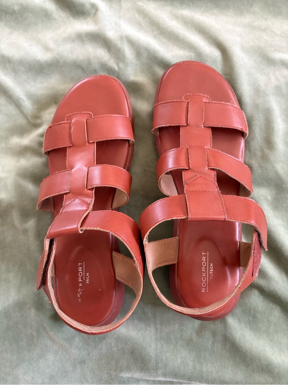 Rockport Women’s Coral-Red Strappy Leather Sandals